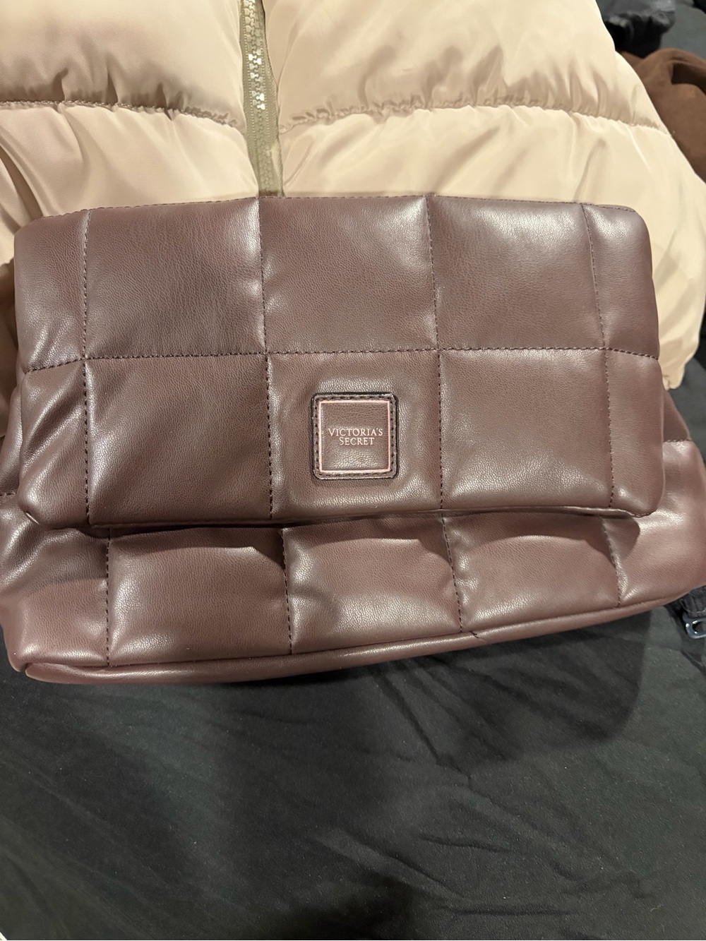 Victoria’s Secret Quilted Fold-Over Clutch - Dark Brown
